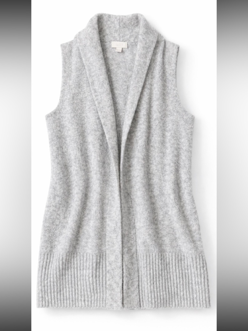 LOFT Gray Knit Sweater Vest XL Soft Cozy Open Front Layering